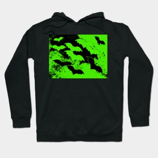 Black Bats In Flight Green Hoodie